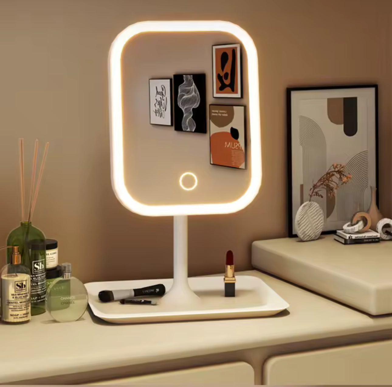 LED Vanity Makeup Mirror with 3 Light Modes | Touch Control Desk Mirror